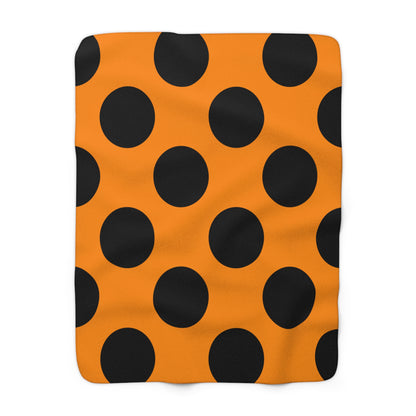 Dark Orange, Black Retro Polka Dots Blanket Throw