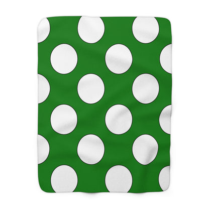 Green, White Retro Polka Dots Blanket Throw
