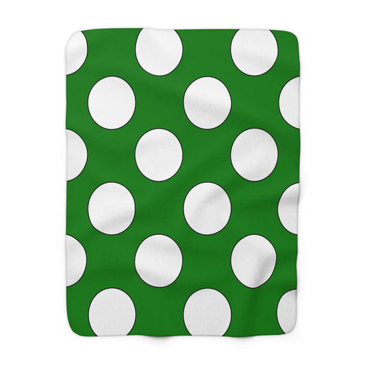 Green, White Retro Polka Dots Blanket Throw