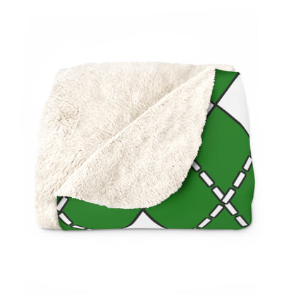 Green, White Retro Argyle Blanket Throw
