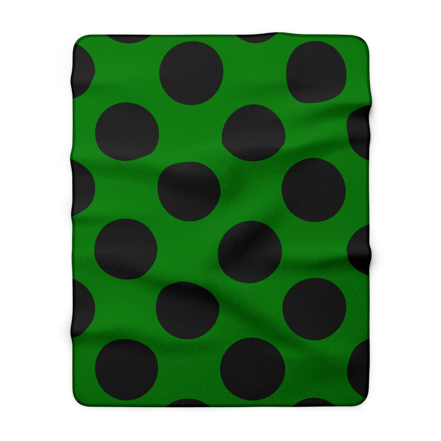 Green, Black Retro Polka Dots Blanket Throw