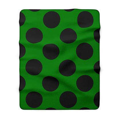 Green, Black Retro Polka Dots Blanket Throw