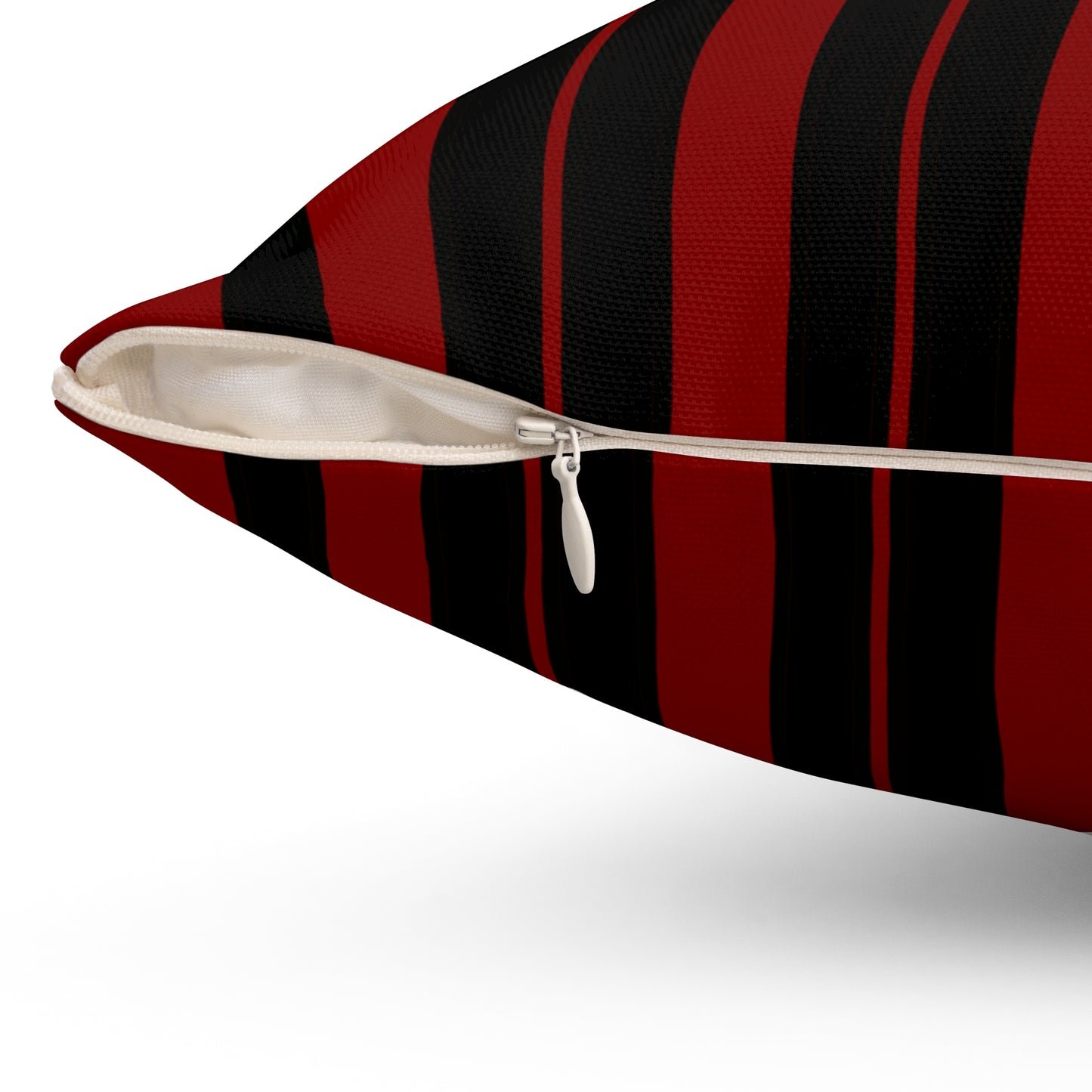 Maroon, Black Retro Stripes Cushion Pillow