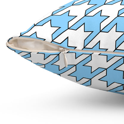 Light Blue, White Retro Houndstooth Cushion Pillow