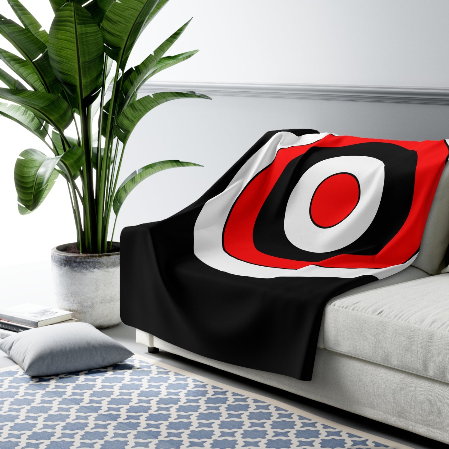 Black, White, Red Retro Target Blanket Throw