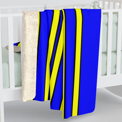 Blue, Yellow Retro Stripes Blanket Throw