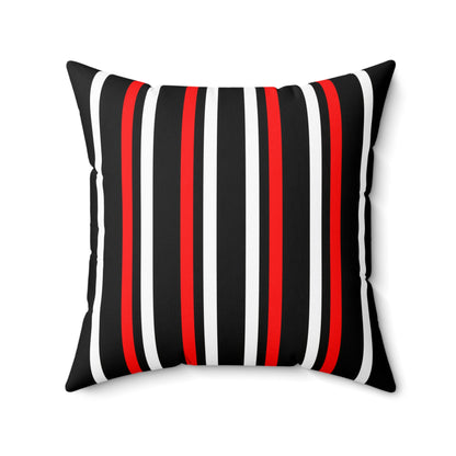 Black, White, Red Retro Stripes Cushion Pillow