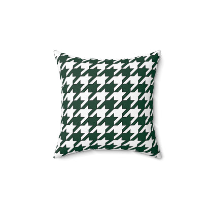 Dark Green, White Retro Houndstooth Cushion Pillow