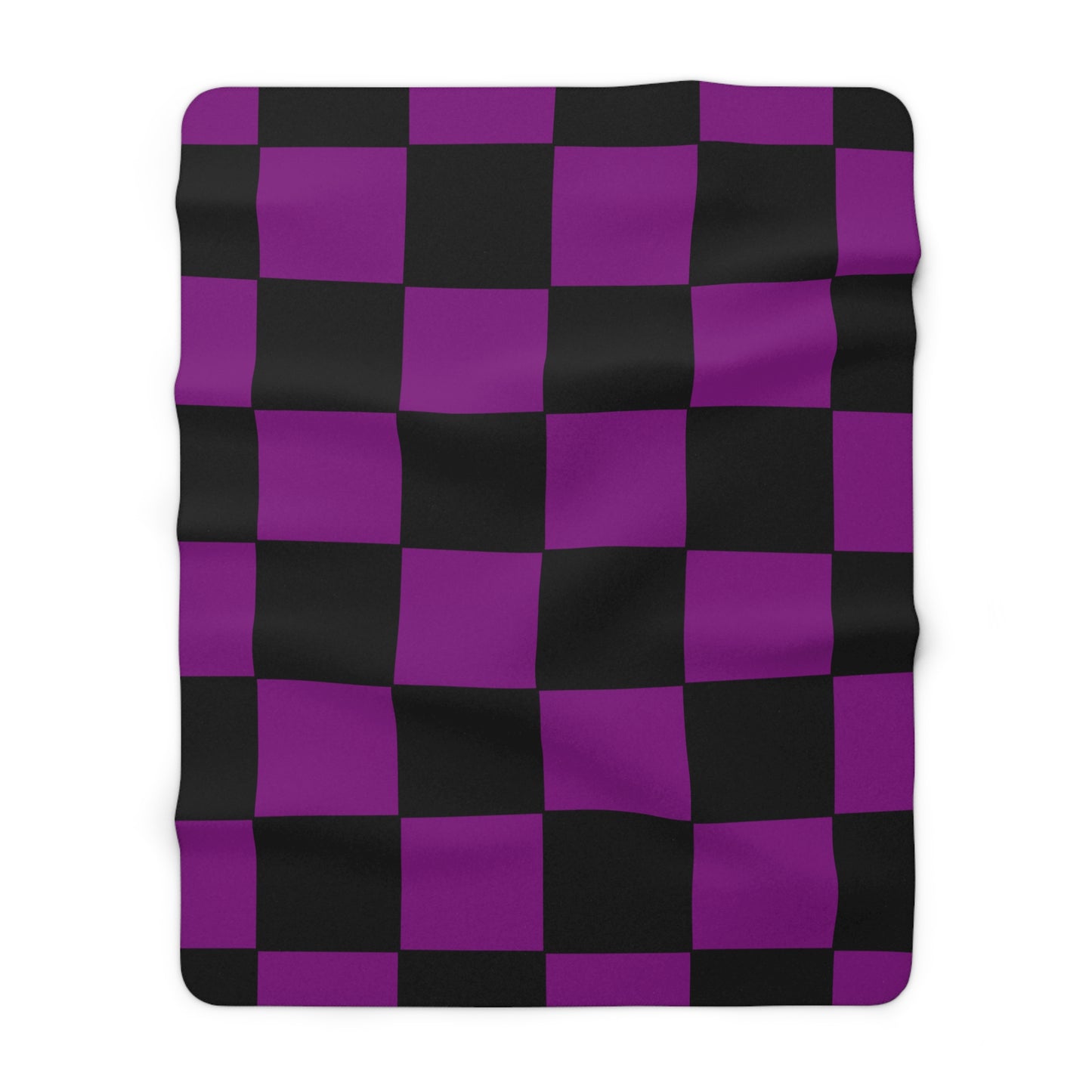 Purple, Black Retro Check Blanket Throw