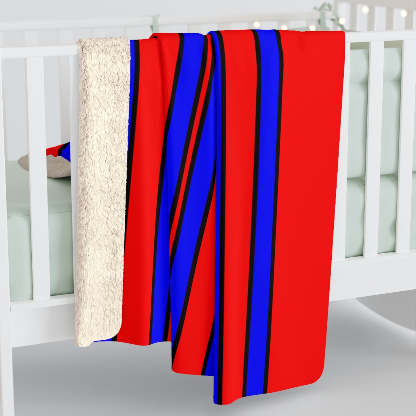 Red, Blue Retro Stripes Blanket Throw