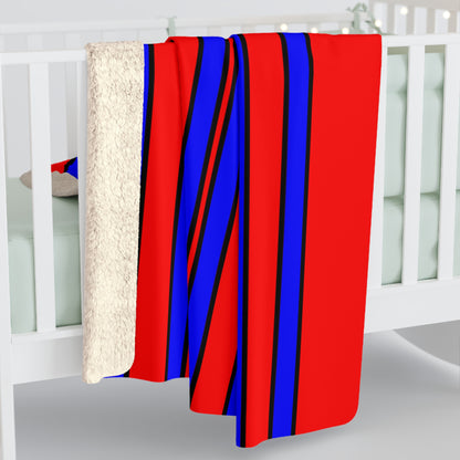 Red, Blue Retro Stripes Blanket Throw