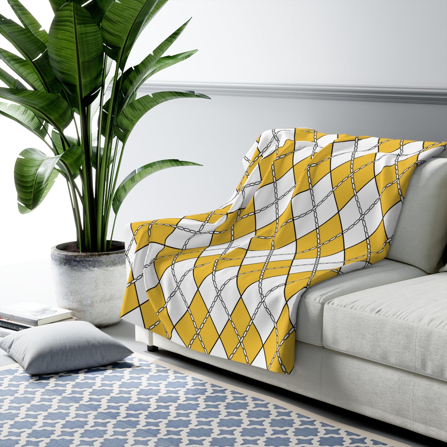 United States Virgin Islands Retro Argyle Blanket Throw
