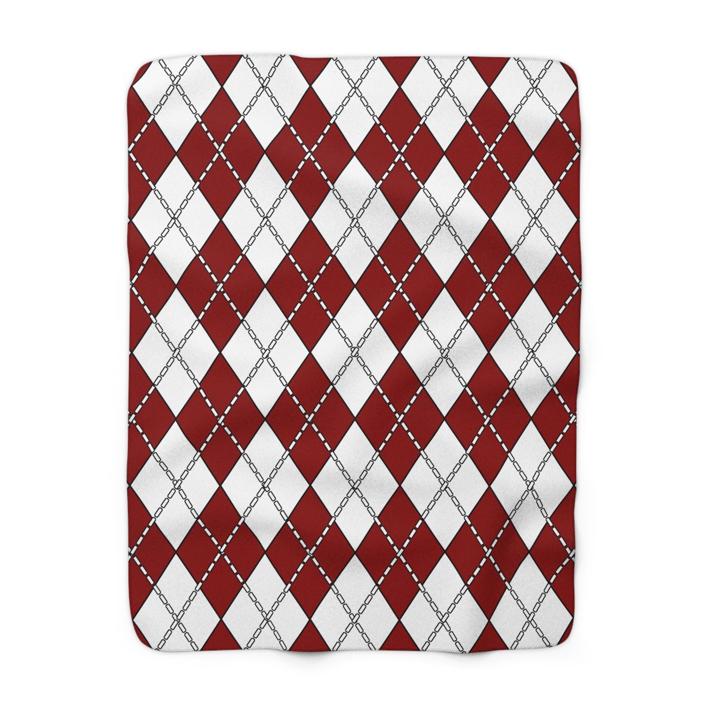 Dark Red, White Retro Argyle Blanket Throw