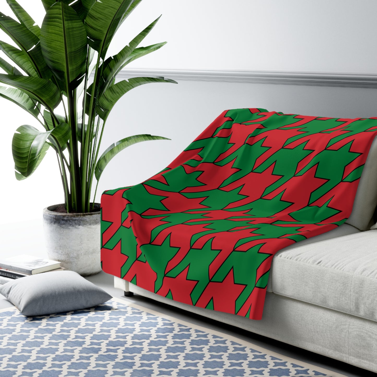 Turkmenistan Retro Houndstooth Blanket Throw