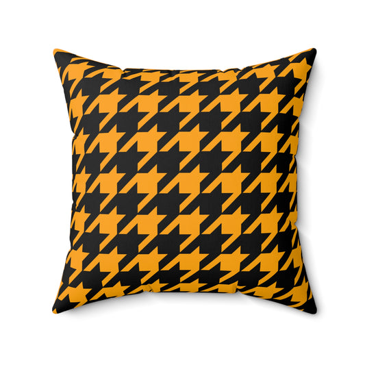 Orange, Black Retro Houndstooth Cushion Pillow