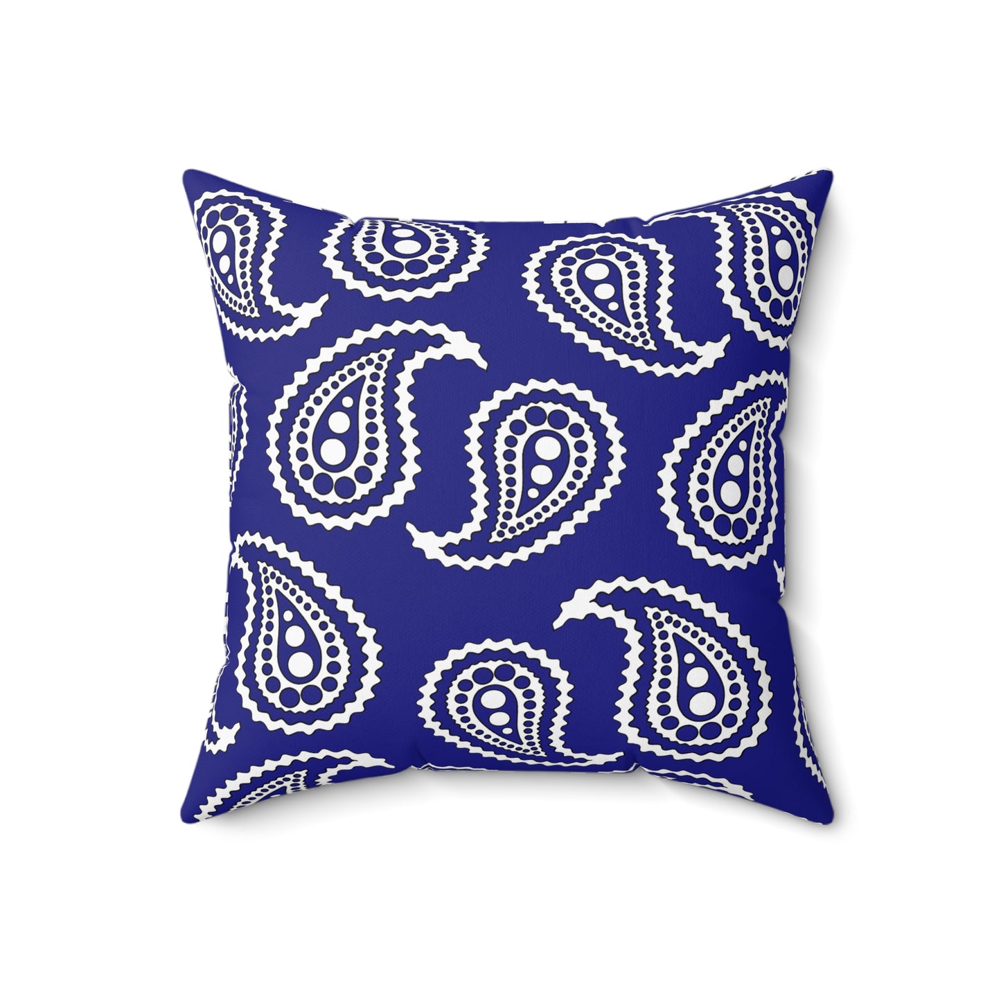 Navy Blue, White Retro Paisley Cushion Pillow