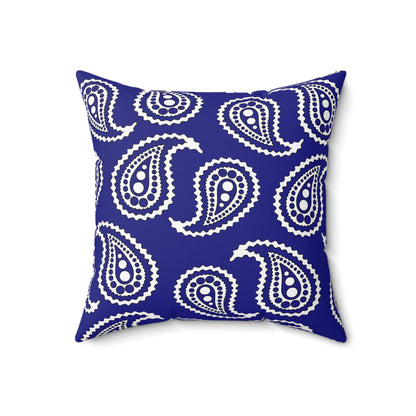 Navy Blue, White Retro Paisley Cushion Pillow
