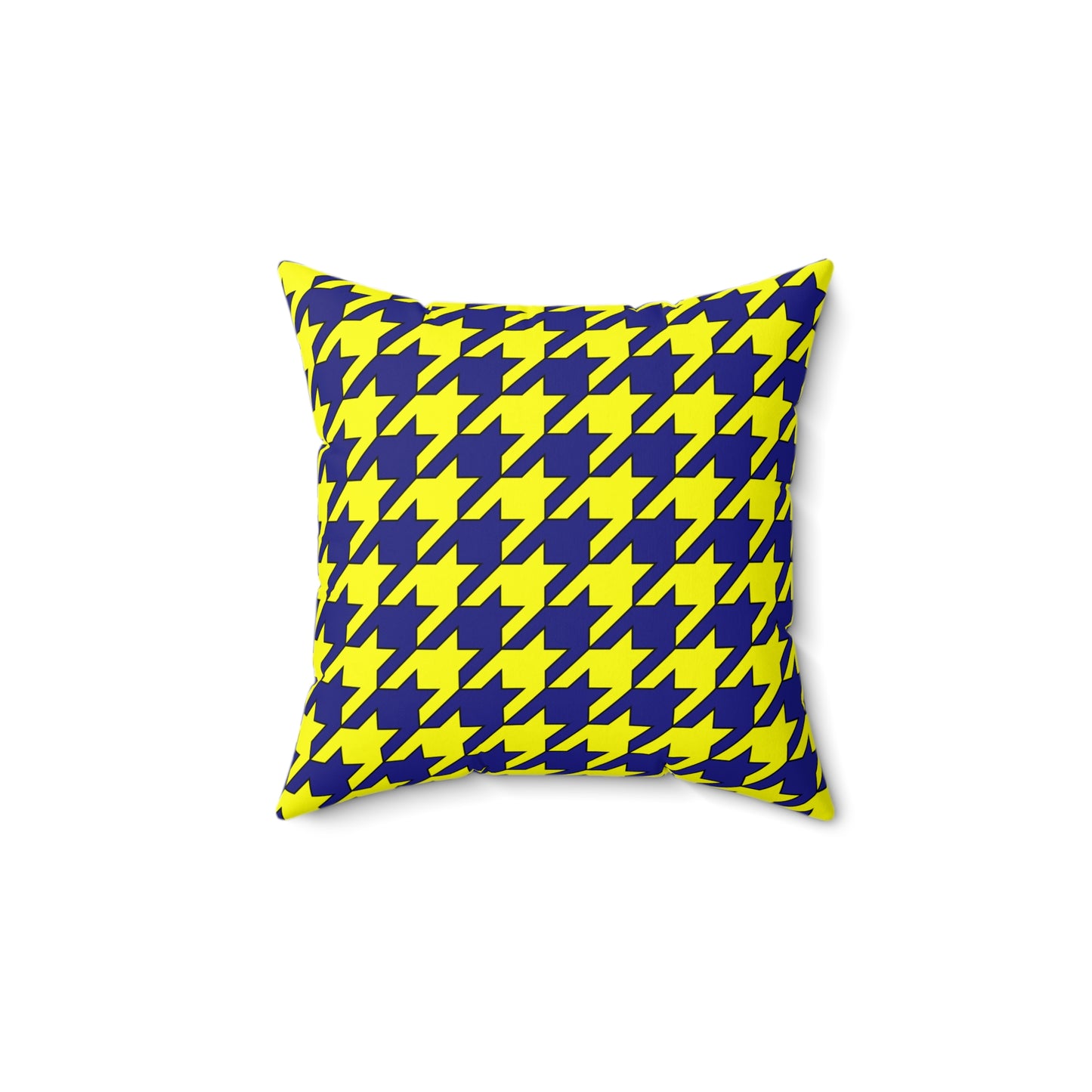 Navy Blue, Yellow Retro Houndstooth Cushion Pillow
