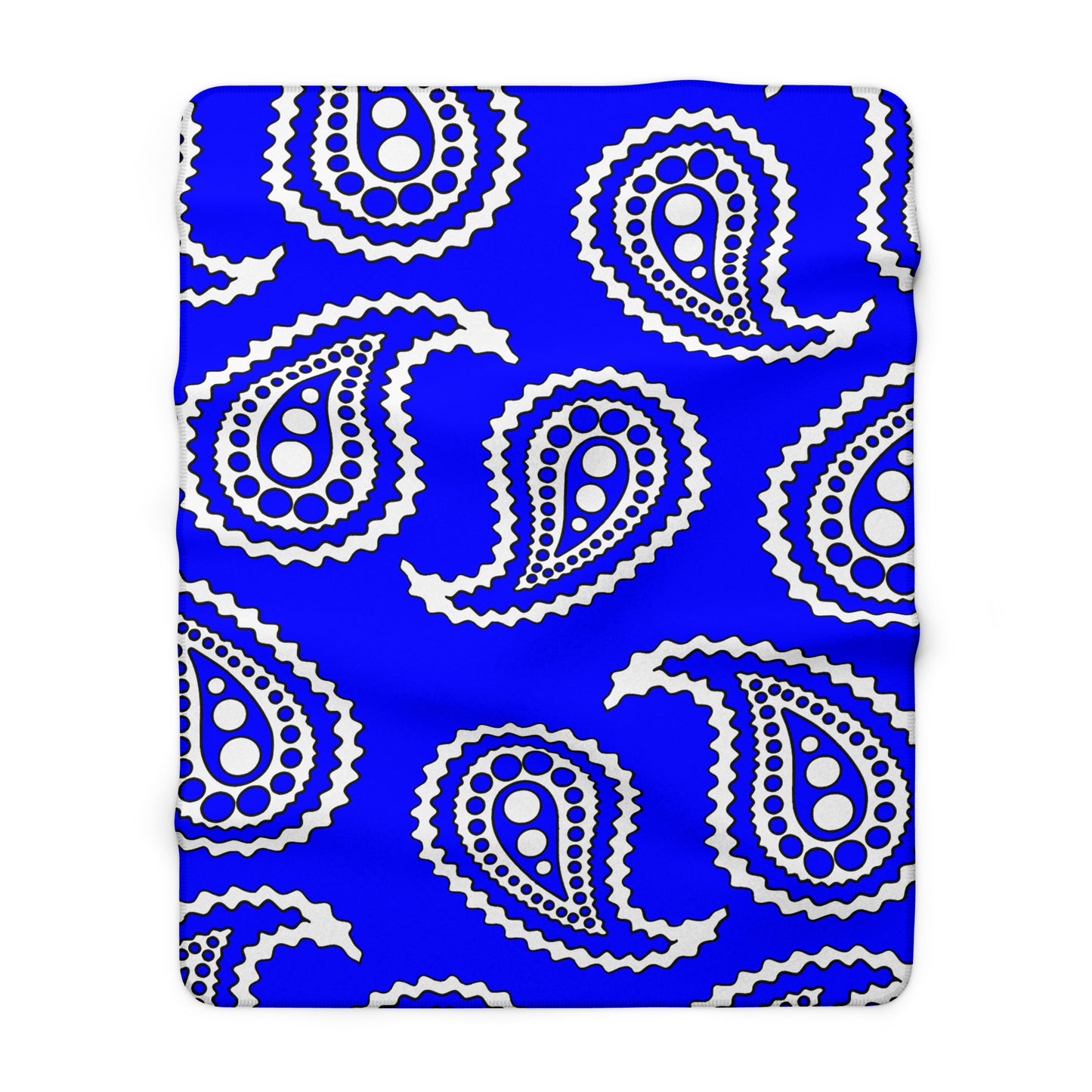 Blue, White Retro Paisley Blanket Throw