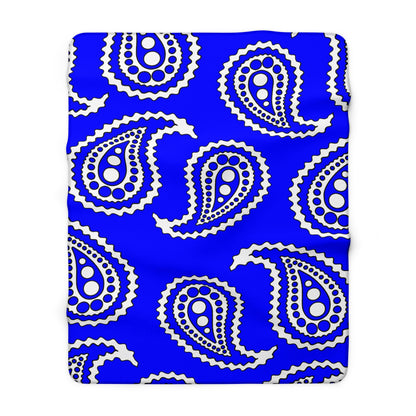 Blue, White Retro Paisley Blanket Throw