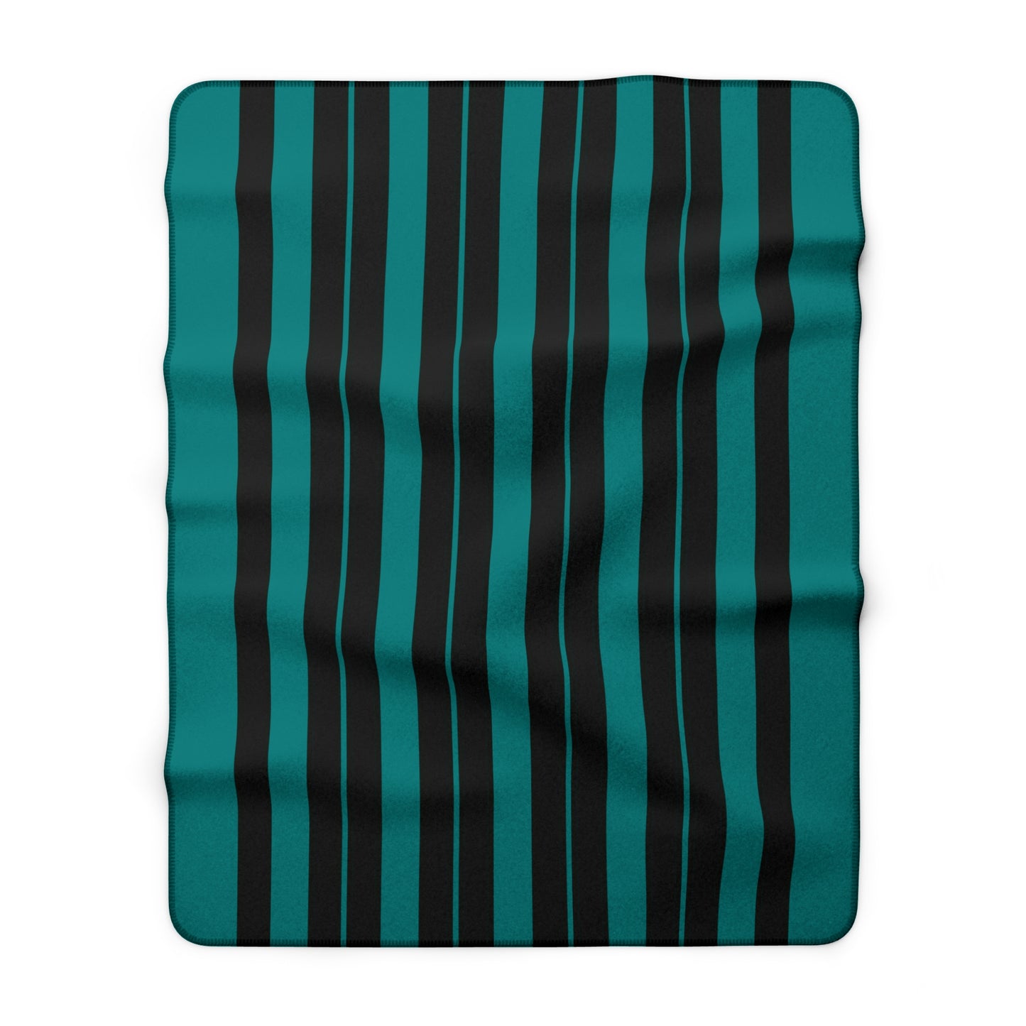 Teal, Black Retro Stripes Blanket Throw