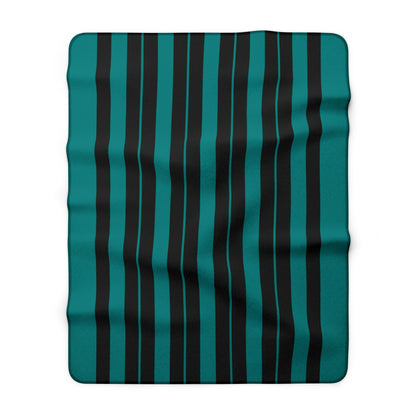 Teal, Black Retro Stripes Blanket Throw