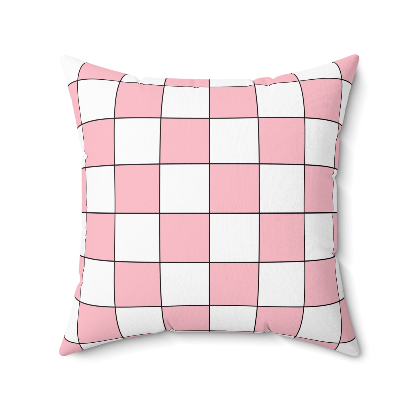 Pink, White Retro Check Cushion Pillow