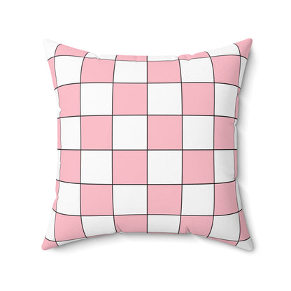 Pink, White Retro Check Cushion Pillow