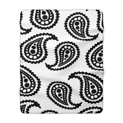 White, Black Retro Paisley Blanket Throw