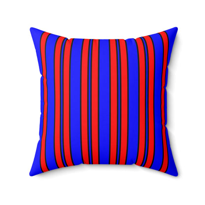 Blue, Red Retro Stripes Cushion Pillow