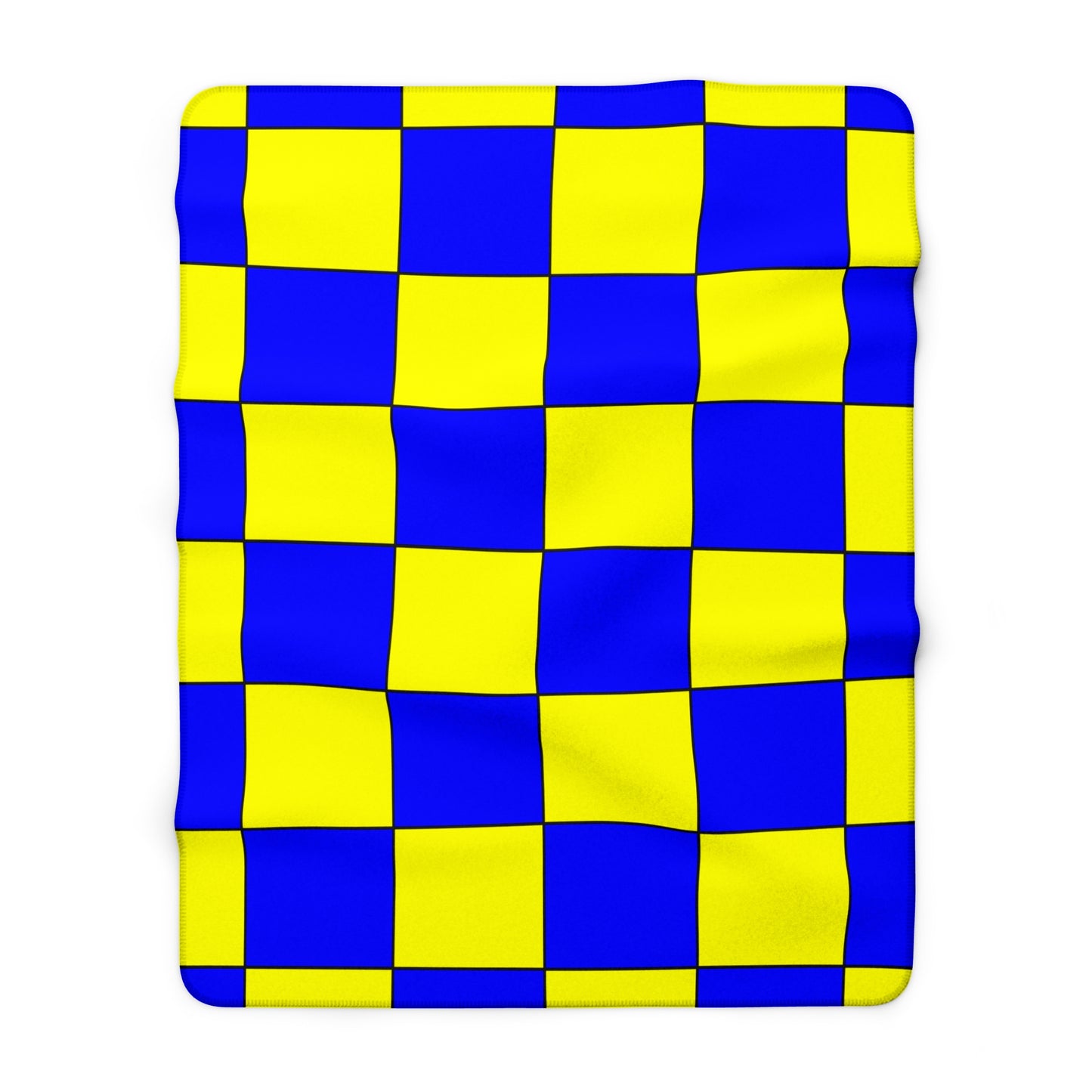Yellow, Blue Retro Check Blanket Throw