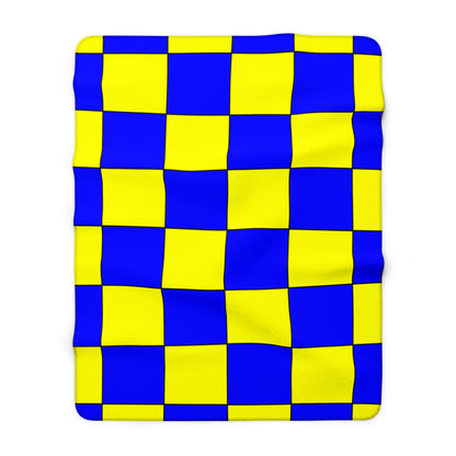 Yellow, Blue Retro Check Blanket Throw