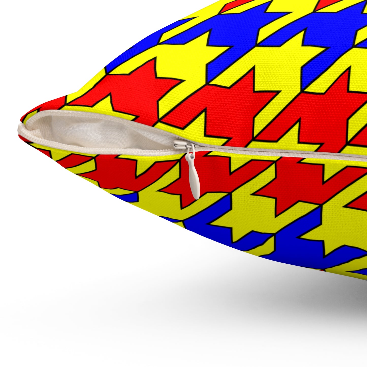 Yellow, Blue, Red Retro Houndstooth Cushion Pillow