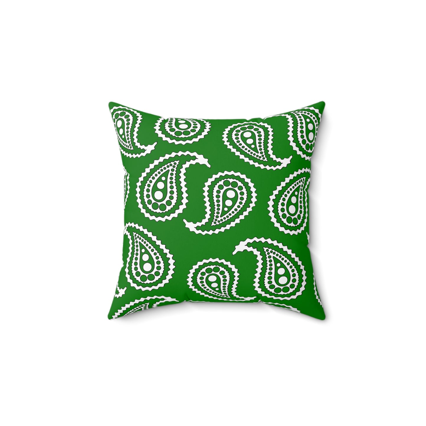 Green, White Retro Paisley Cushion Pillow