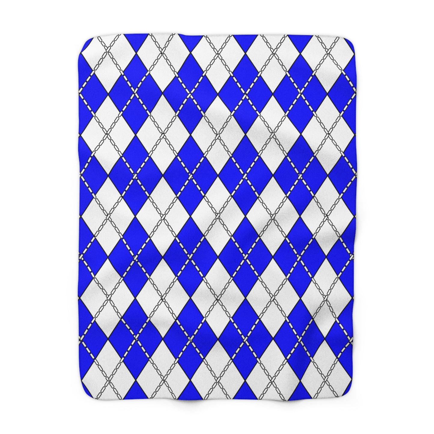 Blue, White Retro Argyle Blanket Throw