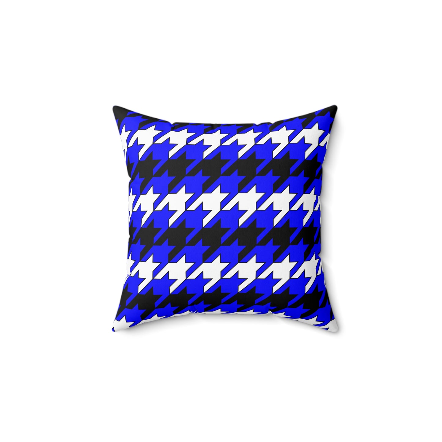 Blue, Black, White Retro Houndstooth Cushion Pillow