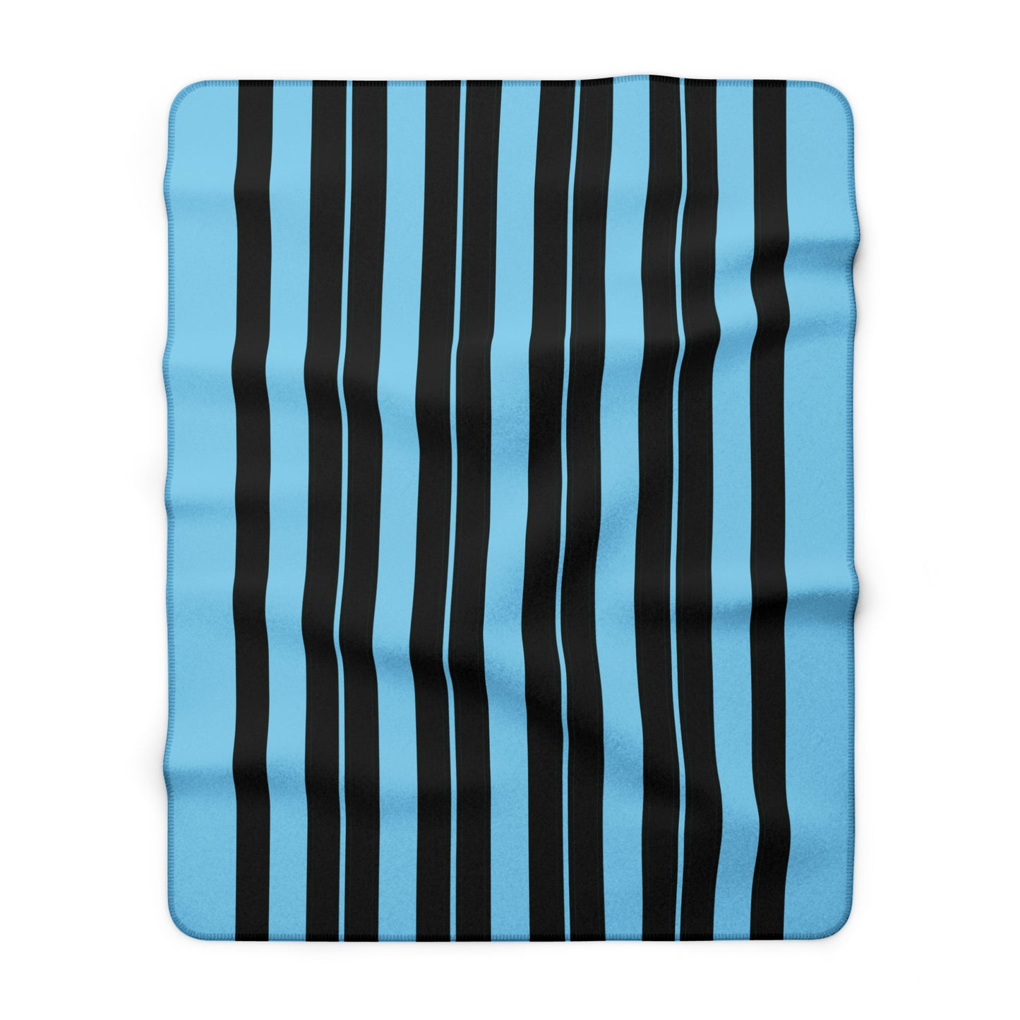 Sky Blue, Black Retro Stripes Blanket Throw
