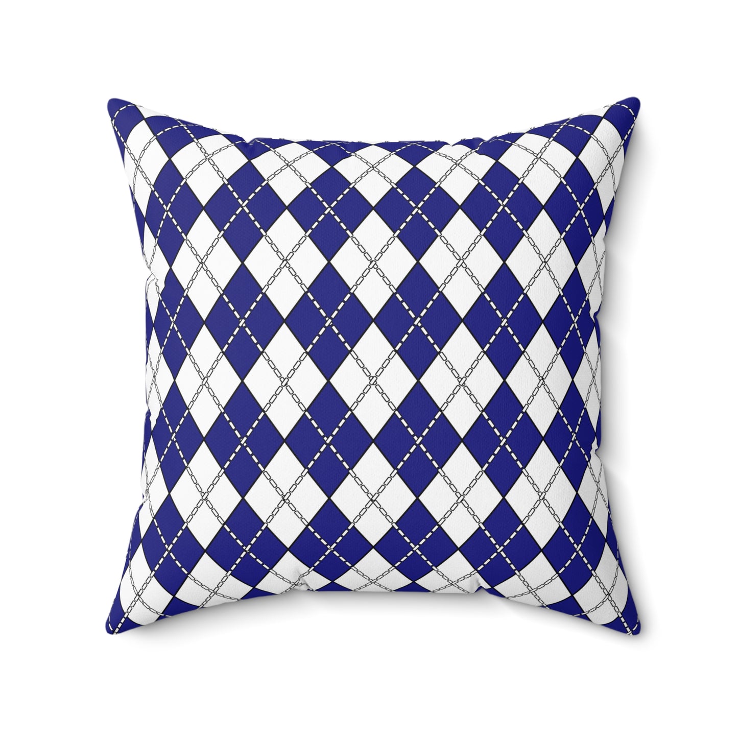 Navy Blue, White Retro Argyle Cushion Pillow
