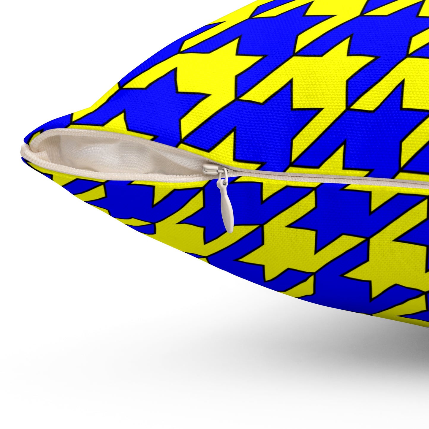 Yellow, Blue Retro Houndstooth Cushion Pillow