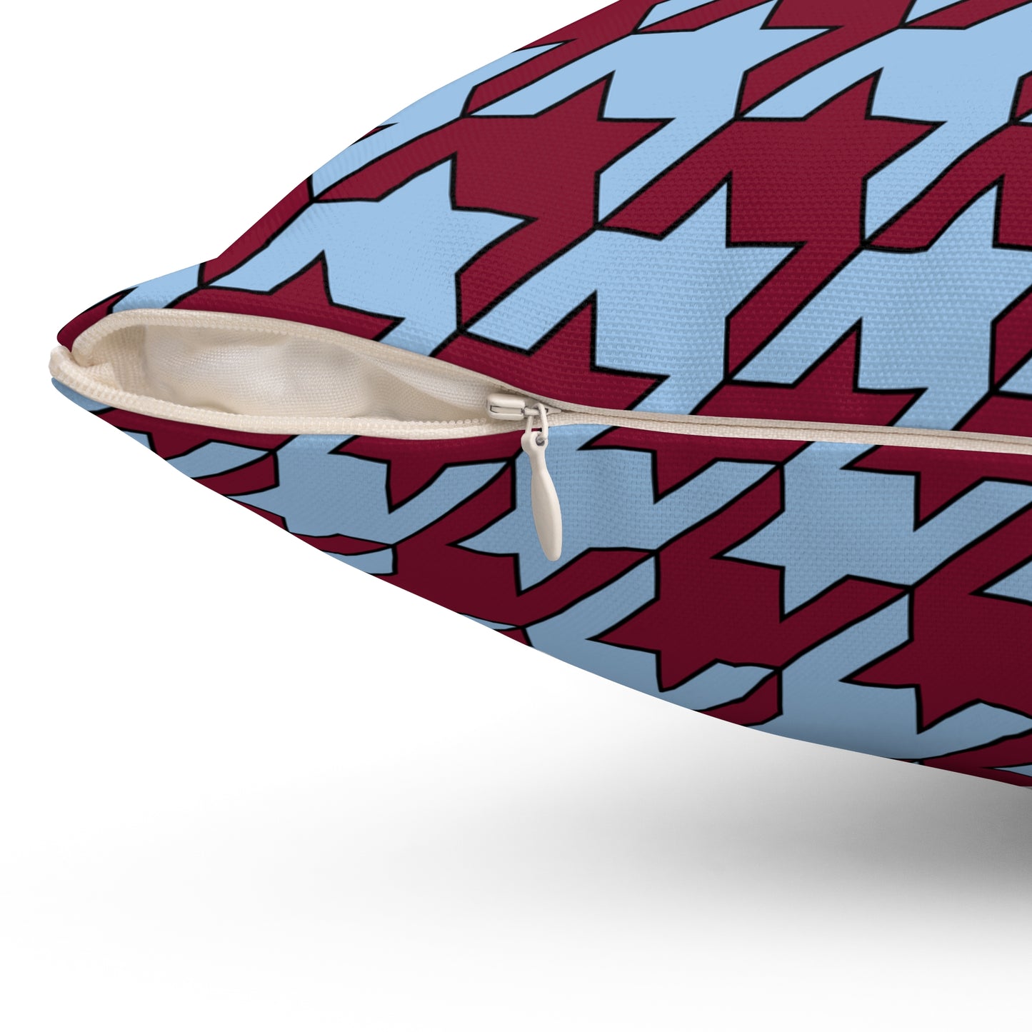 Claret, Blue Retro Houndstooth Cushion Pillow