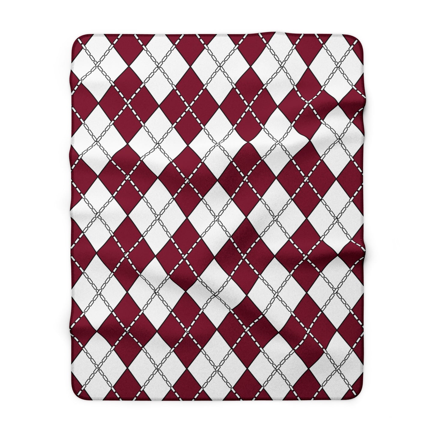 Claret, White Retro Argyle Blanket Throw