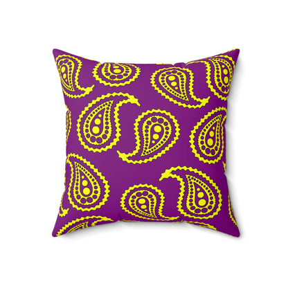 Purple, Yellow Retro Paisley Cushion Pillow