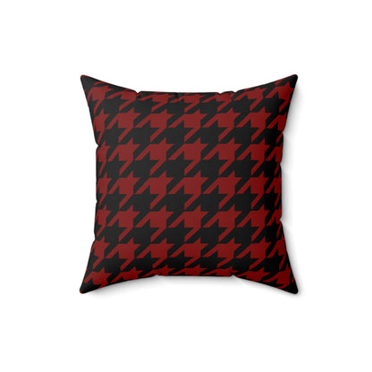 Maroon, Black Retro Houndstooth Cushion Pillow