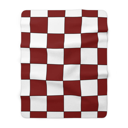 Maroon, White Retro Check Blanket Throw