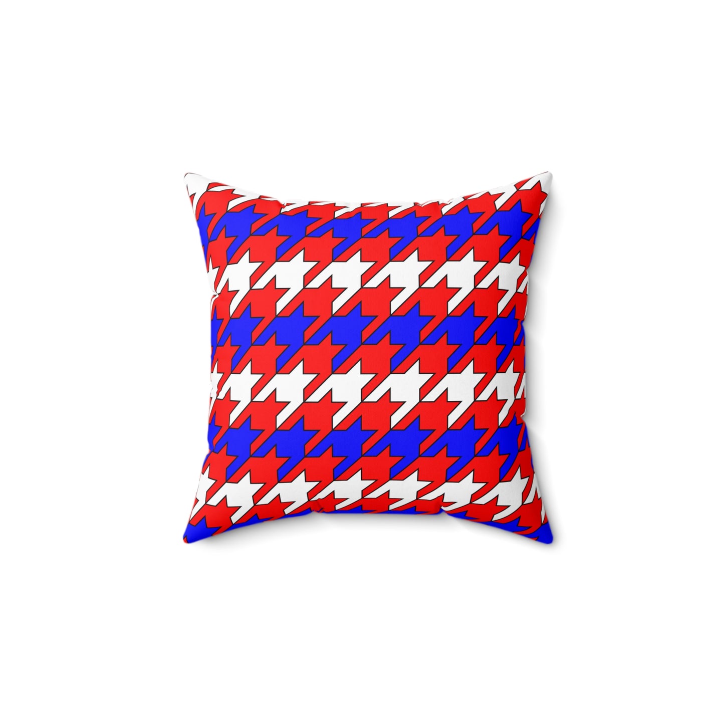 Red, White, Blue Retro Houndstooth Cushion Pillow