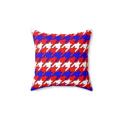 Red, White, Blue Retro Houndstooth Cushion Pillow