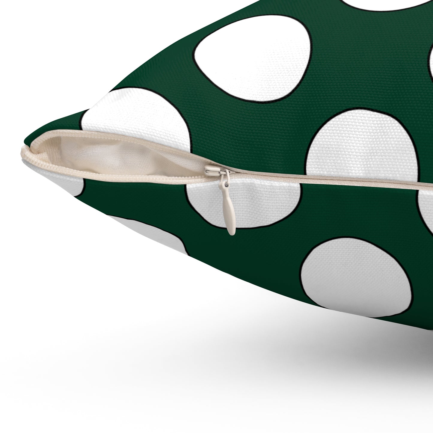 Dark Green, White Retro Polka Dots Cushion Pillow