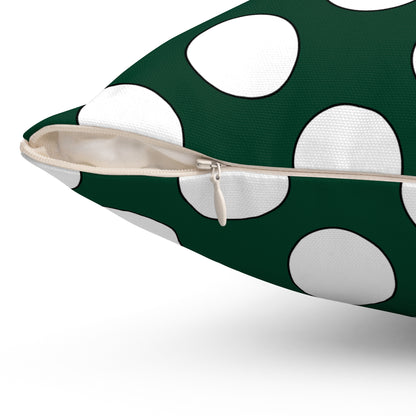 Dark Green, White Retro Polka Dots Cushion Pillow