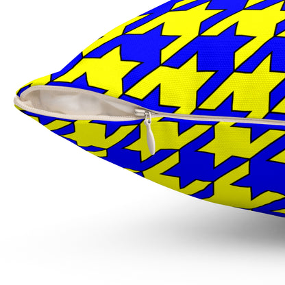 Blue, Yellow Retro Houndstooth Cushion Pillow