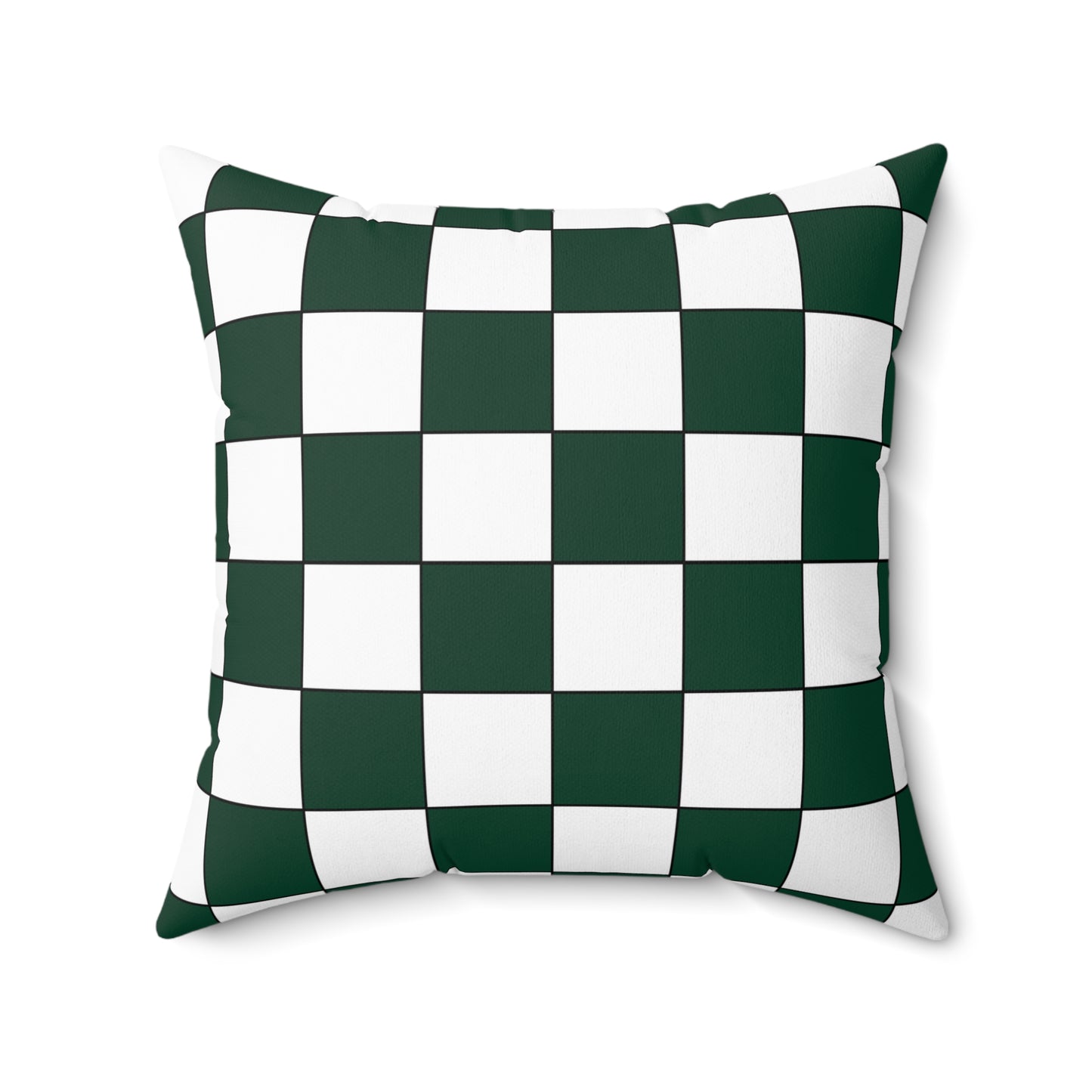 Dark Green, White Retro Check Cushion Pillow